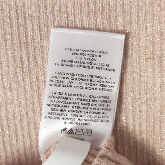 Express Womens Sweater Pullover Ruffle Collar Long Sleeve Glitter Pink M - Picture 8 of 10